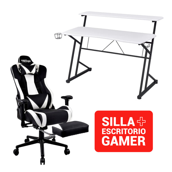 Silla Gamer Azul + Escritorio Gamer Fibra de Carbono – ProShopper Perú